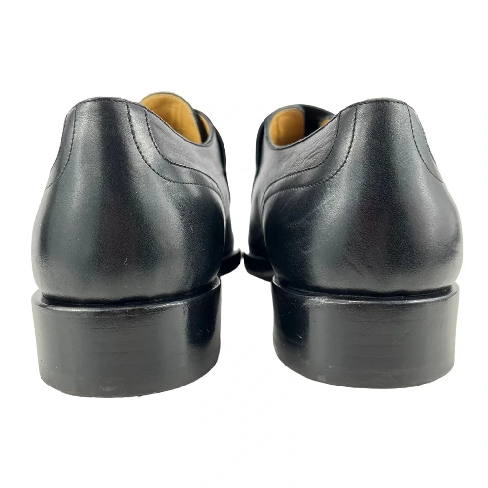 Hermès Men’s 42 Double Monk Strap Black Calfskin Dress Shoes Silver‎ Buckles
